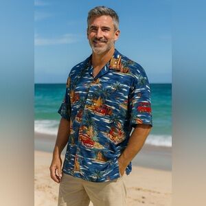 Vintage aloha Joe Hawaiian button down t shirt XL EUC